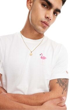 Nike White Flamingo Embroidered Crew neck T-shirt XXL